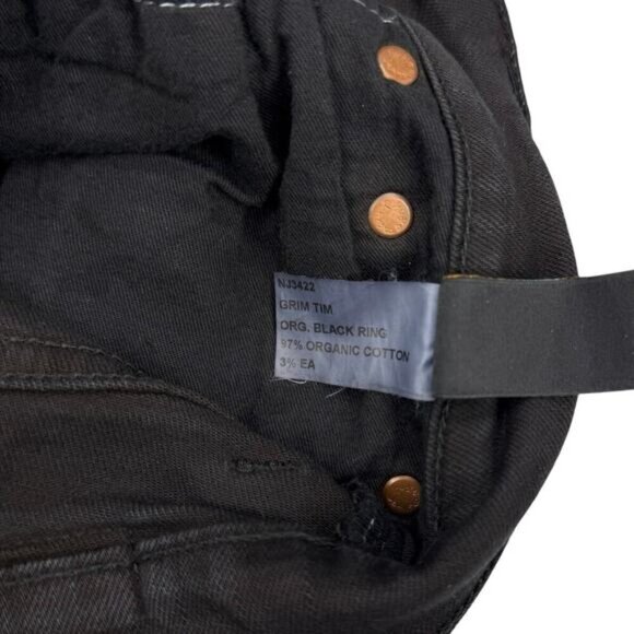 NUDIE JEANS Grim Tim Black Ring Women's Slim Straight Jeans 31 Stretch Denim - Picture 5 of 10